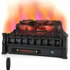 Tangkula 23 Inch Infrared Quartz Electric Fireplace Pinewood Log Heater, Fireplace Insert with Remote Control