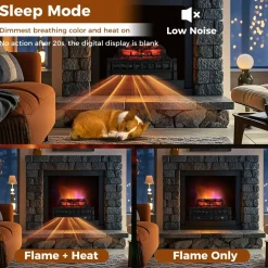 Tangkula 23 Inch Infrared Quartz Electric Fireplace Pinewood Log Heater, Fireplace Insert with Remote Control