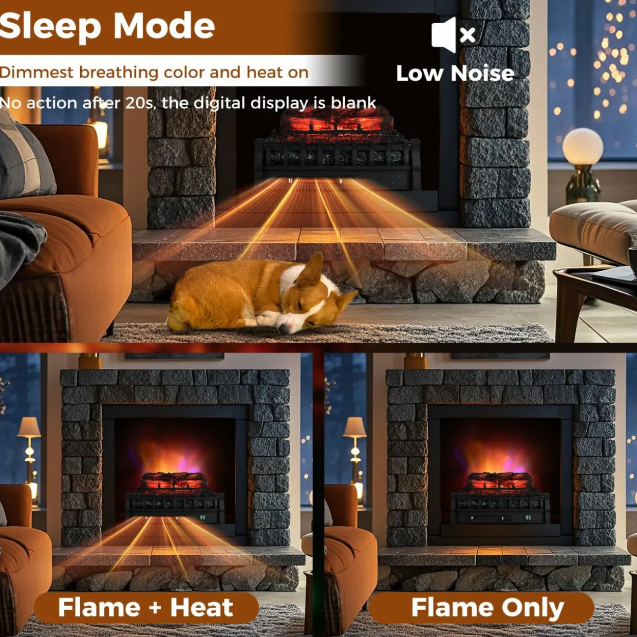 Tangkula 23 Inch Infrared Quartz Electric Fireplace Pinewood Log Heater, Fireplace Insert with Remote Control