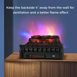 Tangkula 23 Inch Infrared Quartz Electric Fireplace Pinewood Log Heater, Fireplace Insert with Remote Control