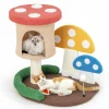 Tangkula 23.5 Inch Mushroom Cat Tree, Cute Cat Tower with Full-Wrapped Sisal Post, Scratching Board & Spring Ball
