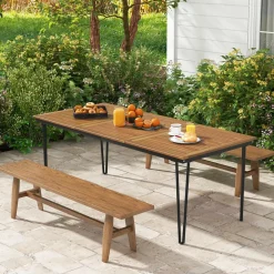 Tangkula 79 Inch Outdoor Dining Table, 8-Person Patio Table with 1.9 Inch Umbrella Hole