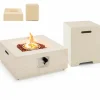 Tangkula 28 Inch Patio Propane Fire Pit Table with Hideaway Tank Holder