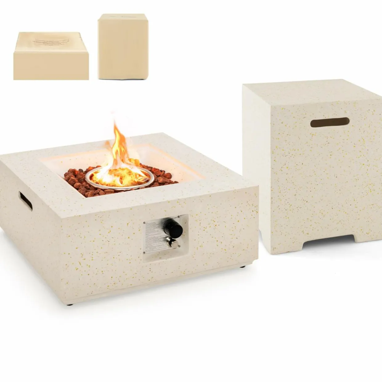 Tangkula 28 Inch Patio Propane Fire Pit Table with Hideaway Tank Holder