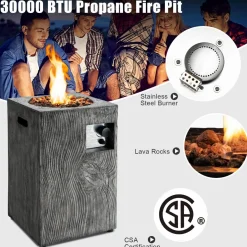 Tangkula 16 Inch Patio Propane Fire Pit, Patiojoy Electronic Ignition Square Gas Fire Pit with Protective Cover