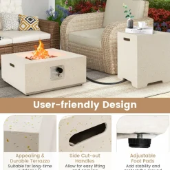 Tangkula 28 Inch Patio Propane Fire Pit Table with Hideaway Tank Holder