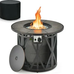 Tangkula 32 Inch Patio Round Fire Pit Table