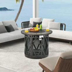 Tangkula 32 Inch Patio Round Fire Pit Table