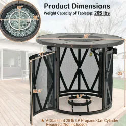 Tangkula 32 Inch Patio Round Fire Pit Table