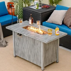 Tangkula 43 Inch Propane Fire Pit Table, Patiojoy 50,000 BTU Outdoor Propane Gas Fire Table