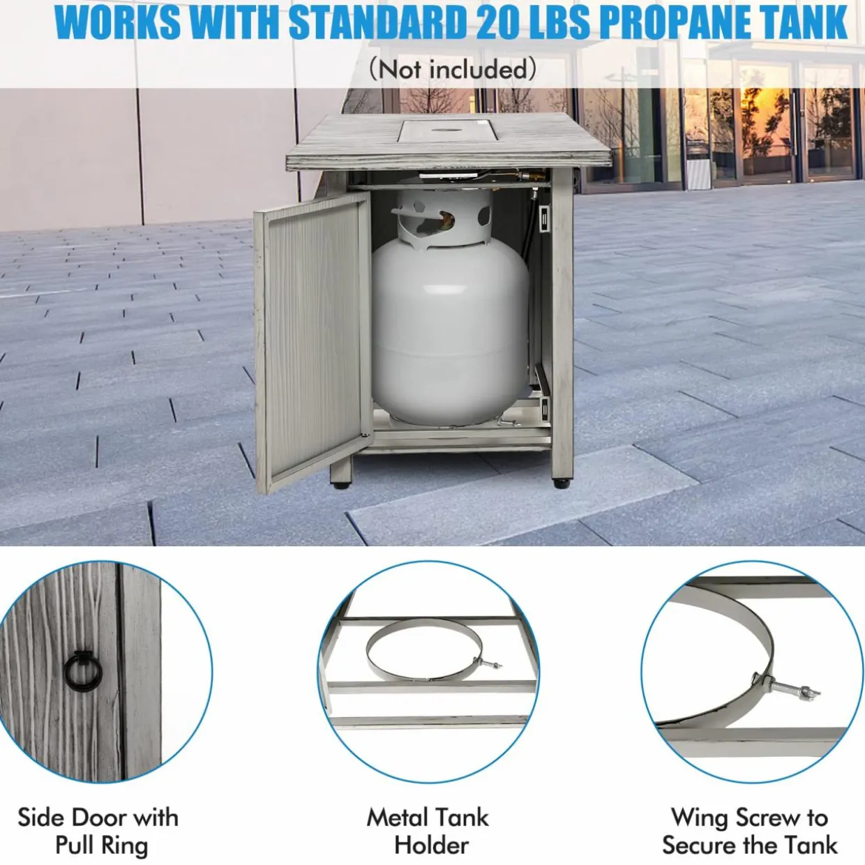 Tangkula 43 Inch Propane Fire Pit Table, Patiojoy 50,000 BTU Outdoor Propane Gas Fire Table