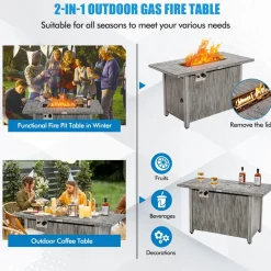Tangkula 43 Inch Propane Fire Pit Table, Patiojoy 50,000 BTU Outdoor Propane Gas Fire Table