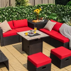 Tangkula 30 Inch Propane Gas Fire Pit Table, Patiojoy 50,000 BTU Square Fire Table