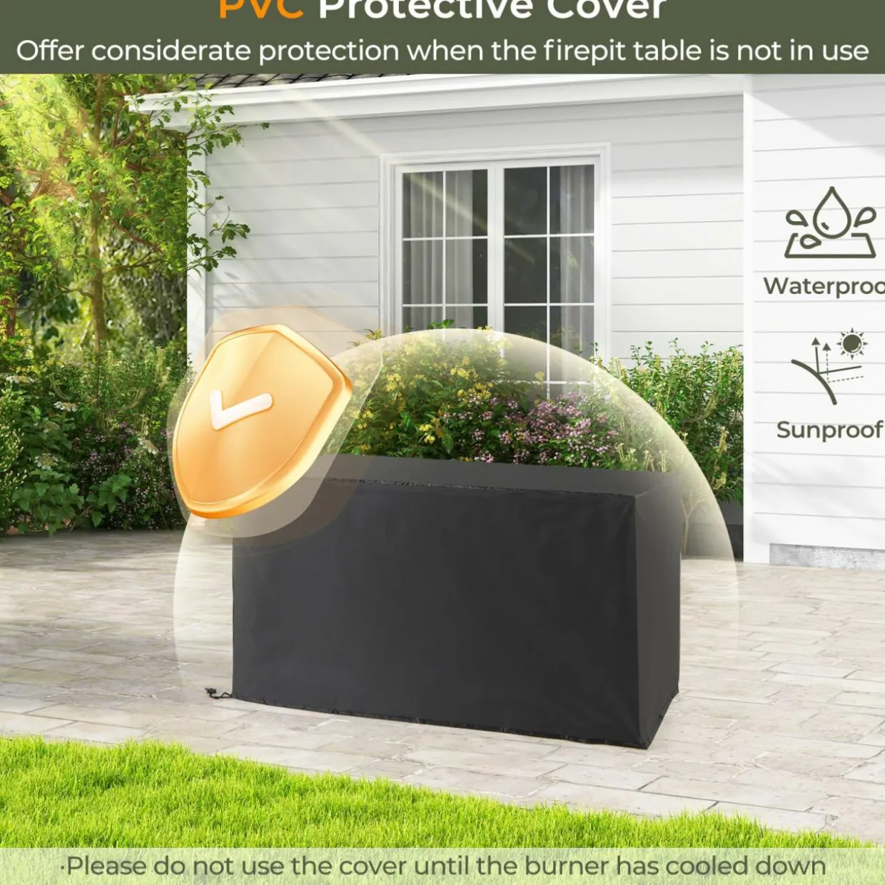 Tangkula 45 Inch Rattan Propane Fire Pit Table, Patiojoy 50,000 BTU Outdoor Rectangle Fire Pit with Glass Stones & Protective Cover