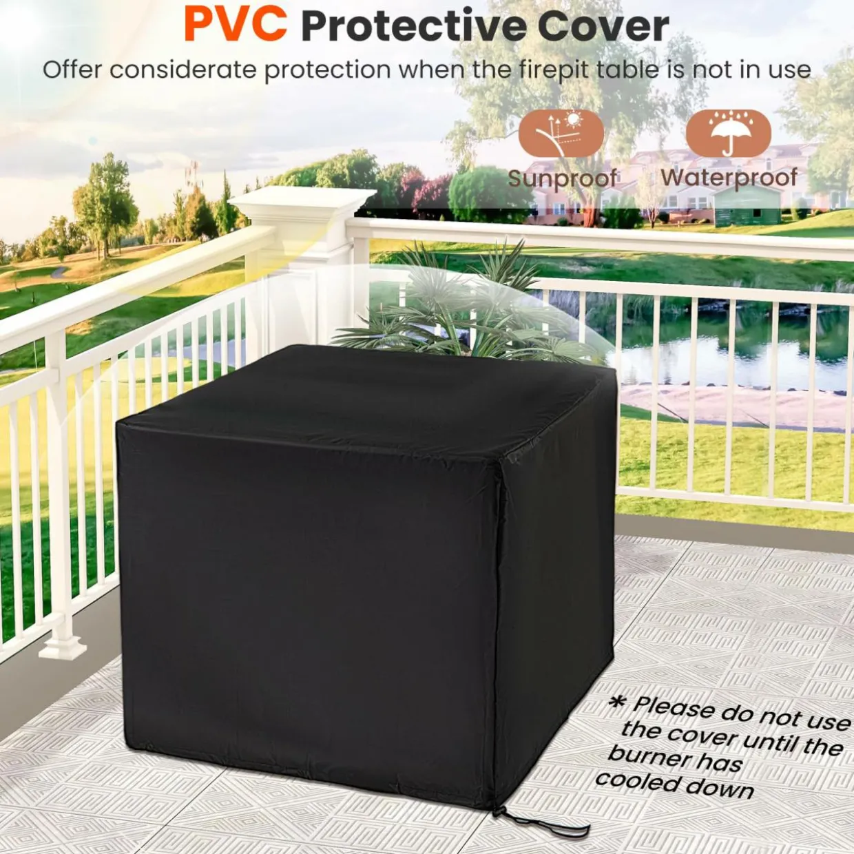 Tangkula 29 Inch Rattan Propane Fire pit Table, Patiojoy 50,000 BTU Outdoor Square Fire Pit with Lava Rocks & Protective Cover