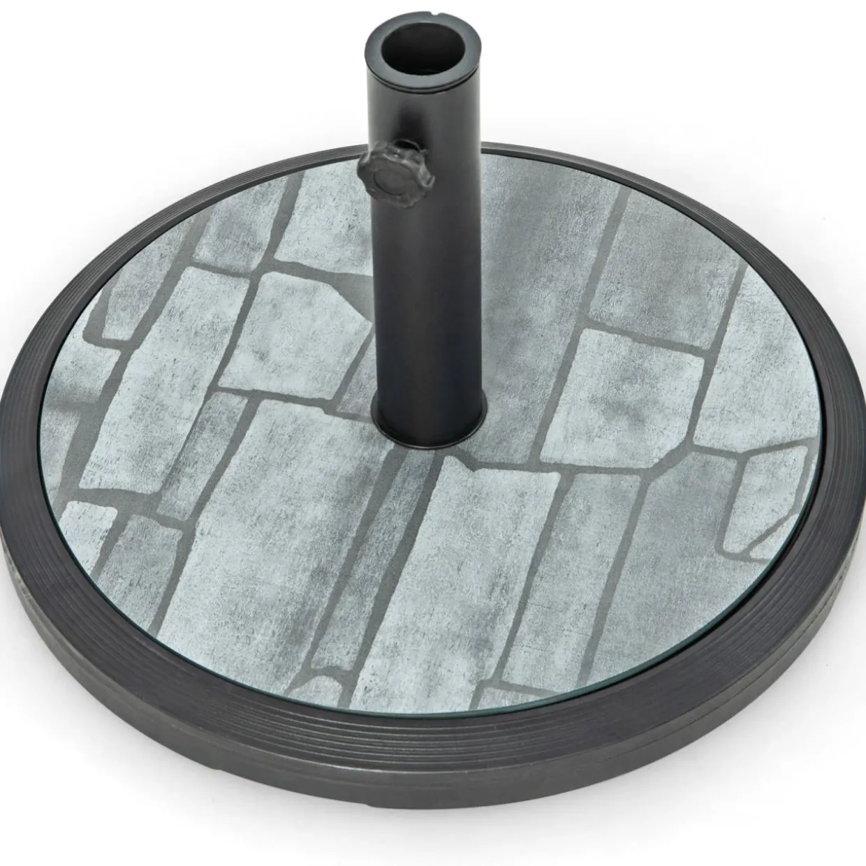 Tangkula 19 Inch Round Umbrella Base, 35 lbs Heavy Duty Outdoor Patio Umbrella Stand with HDPE Base & Metal Pole & 3 Adapters