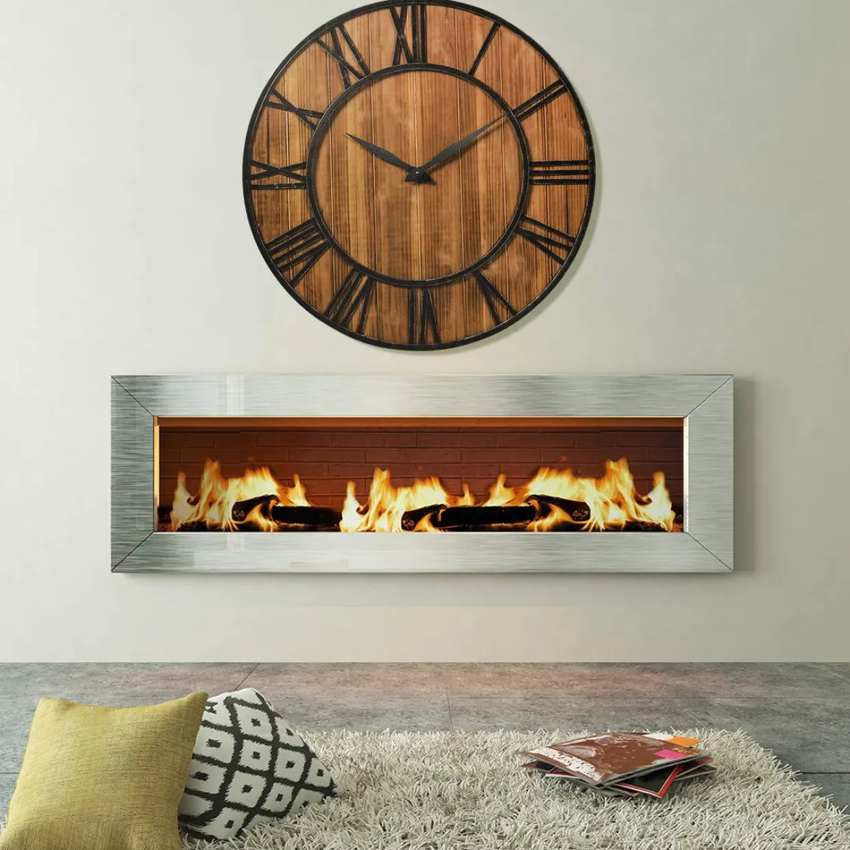 Tangkula 30 Inch Round Wall Clock, Farmhouse Large Wall Clock with Roman Numerals