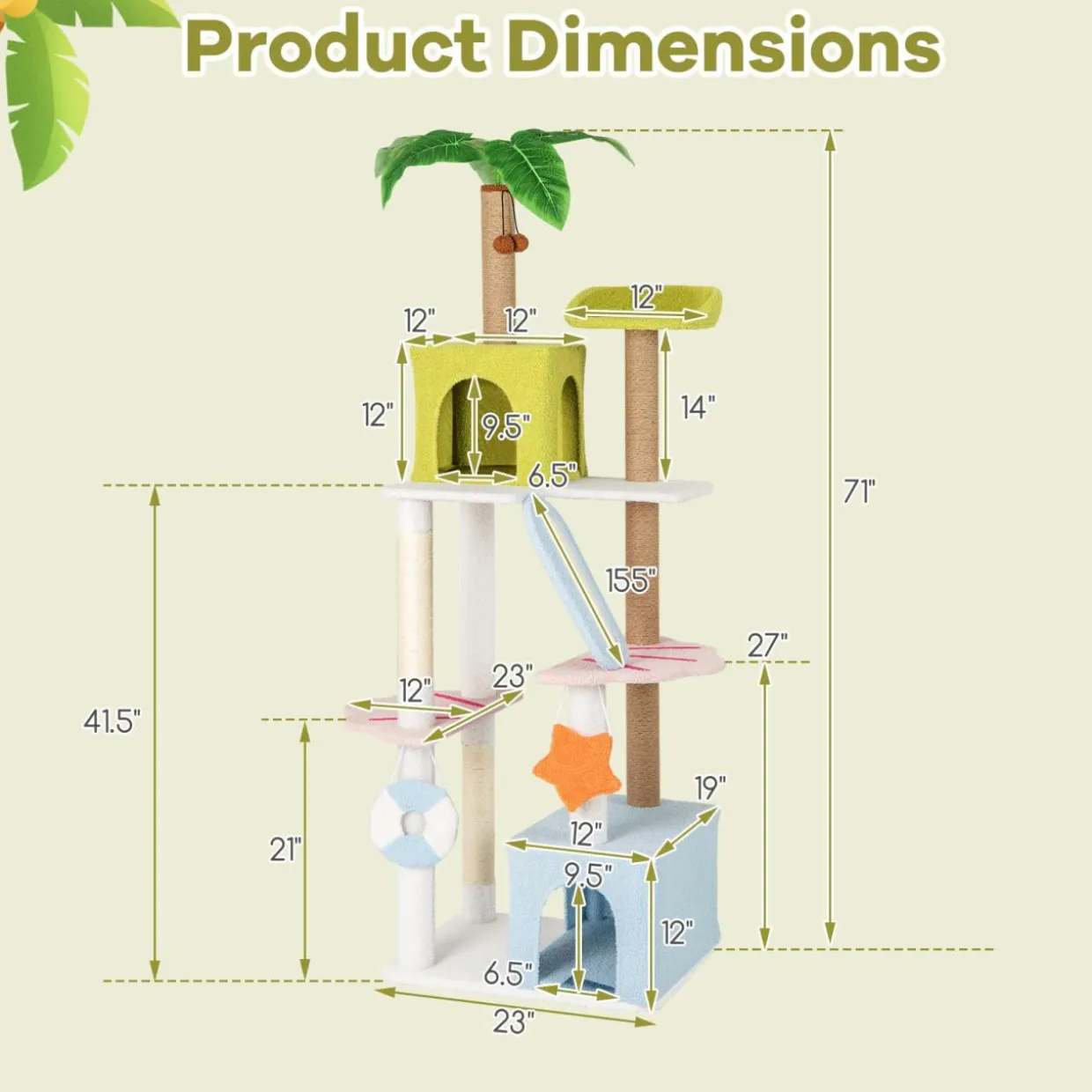 Tangkula 71 Inch Tall Cat Tree