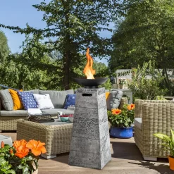 Tangkula 48 Inch Tall Patio Propane Fire Pit Tower
