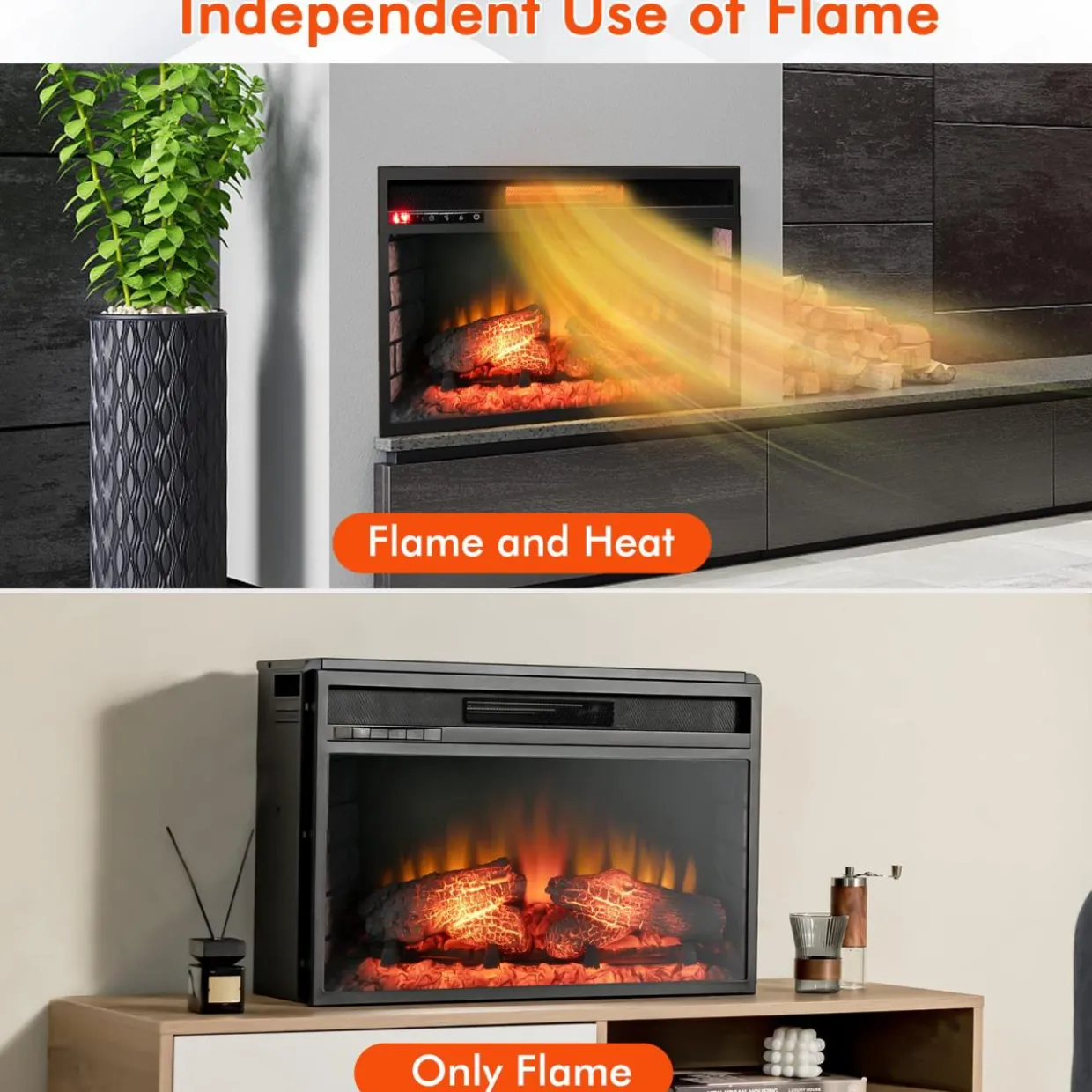 Tangkula 26 Inch 1500W Infrared Quartz Electric Fireplace Insert