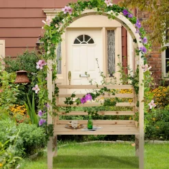 Tangkula 81.5 Inch Wooden Arch with 2 Person Bench