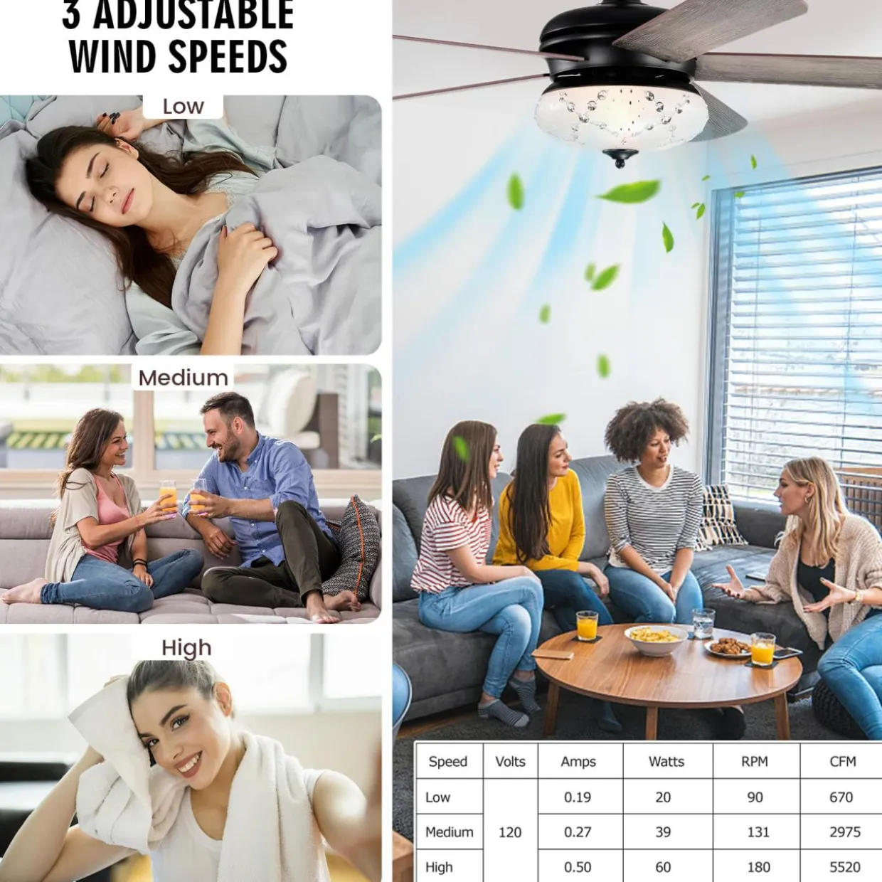Tangkula 52 Inches Ceiling Fan with Remote Control, Indoor Ceiling Fan with 2 Downrods