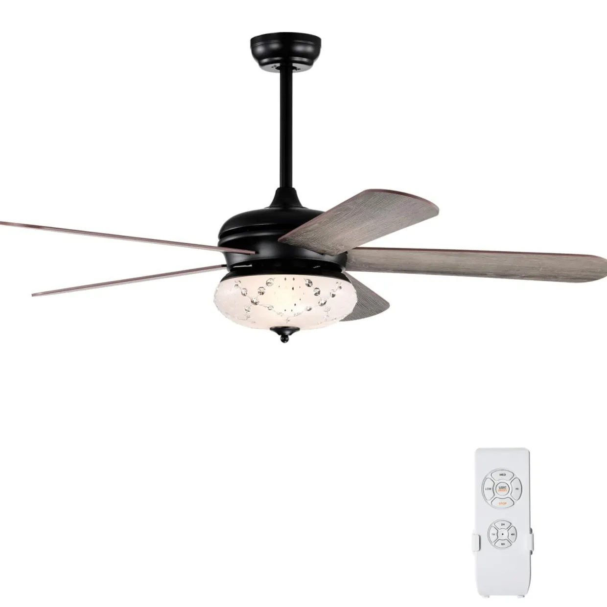 Tangkula 52 Inches Ceiling Fan with Remote Control, Indoor Ceiling Fan with 2 Downrods