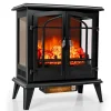 Tangkula 25 Inches Electric Fireplace Stove, 1400 W Freestanding Fireplace Heater