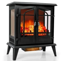 Tangkula 25 Inches Electric Fireplace Stove, 1400 W Freestanding Fireplace Heater