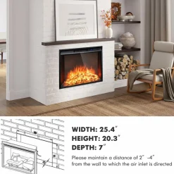Tangkula 26 Inches Electric Fireplace Inserts with Remote Control