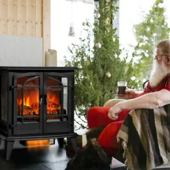 Tangkula 25 Inches Electric Fireplace Stove, 1400 W Freestanding Fireplace Heater