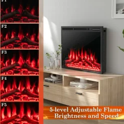 Tangkula 34 Inches Electric Fireplace Insert, Recessed and Freestanding Fireplace Heater with Touch Panel