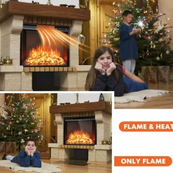 Tangkula 26 Inches Electric Fireplace Inserts with Remote Control