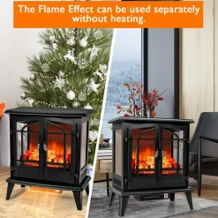 Tangkula 25 Inches Electric Fireplace Stove, 1400 W Freestanding Fireplace Heater