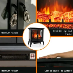 Tangkula 25 Inches Electric Fireplace Stove, 1400 W Freestanding Fireplace Heater