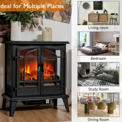 Tangkula 25 Inches Electric Fireplace Stove, 1400 W Freestanding Fireplace Heater