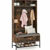 Tangkula 69 Inches Hall Tree, 4-in-1 Coat Rack with Bench and Shoe Storage, Seat Cushion