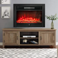 Tangkula 28.5 Inches Recessed Electric Fireplace Insert, Freestanding Fireplace Heater W/ Overheat Protection