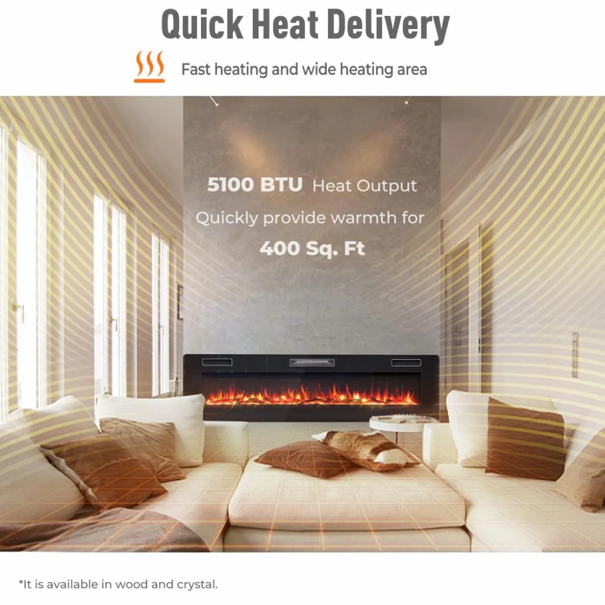 Tangkula 68 Inches Recessed Electric Fireplace, in-Wall & Wall Mounted Electric Heater with Adjustable Flame Color & Speed