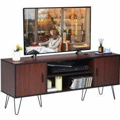 Tangkula 59 Inches Retro Wooden TV Stand for TVs up to 65 Inches