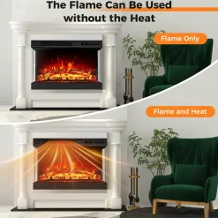 Tangkula 24 Inches 3-Sided Electric Fireplace Insert, 5,000 BTU Fireplace Log Heater with Remote Control