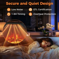Tangkula 24 Inches 3-Sided Electric Fireplace Insert, 5,000 BTU Fireplace Log Heater with Remote Control
