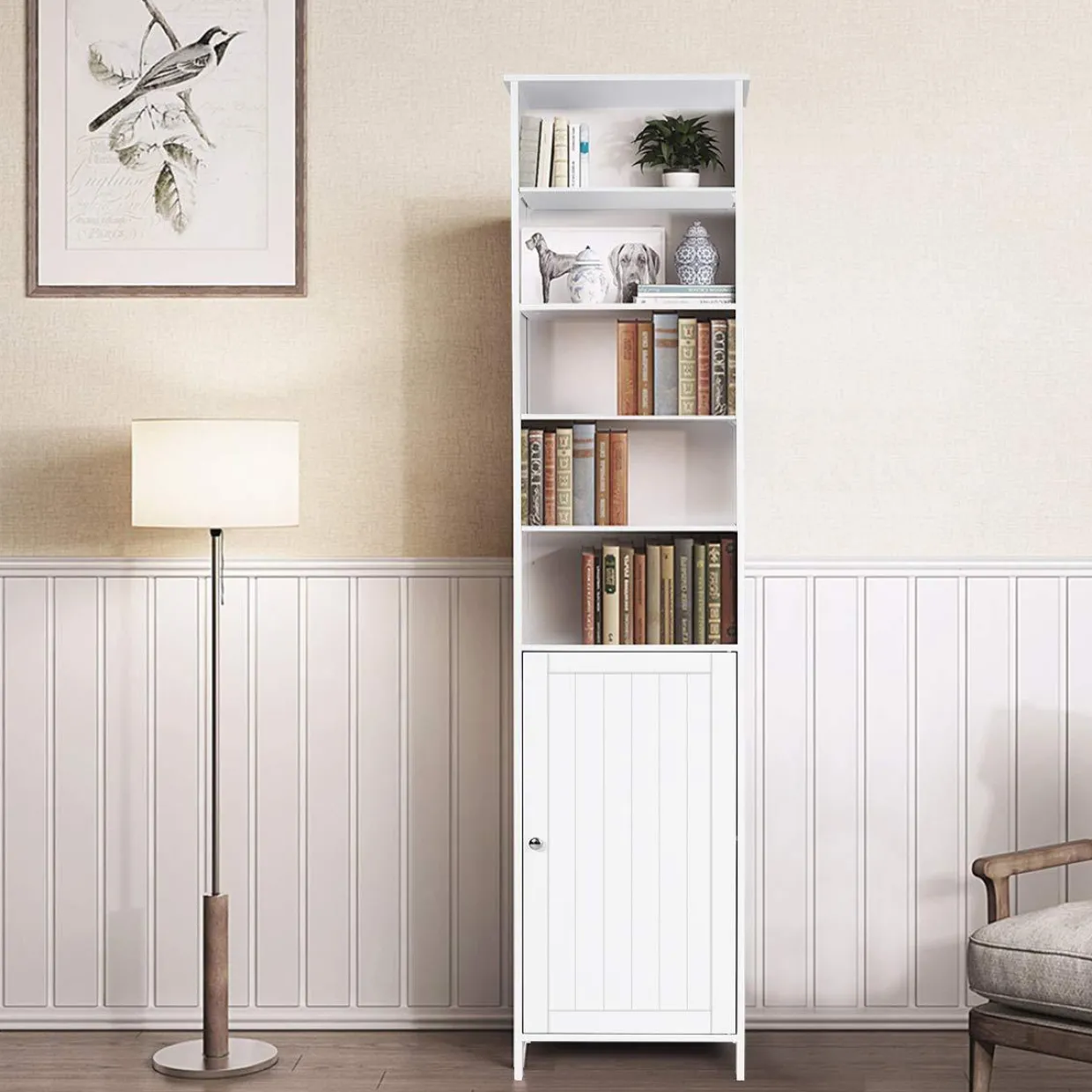 Tangkula 72 Inches Tall Cabinet, Bathroom Free Standing Tower Cabinet with Adjustable Shelves