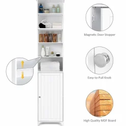 Tangkula 72 Inches Tall Cabinet, Bathroom Free Standing Tower Cabinet with Adjustable Shelves