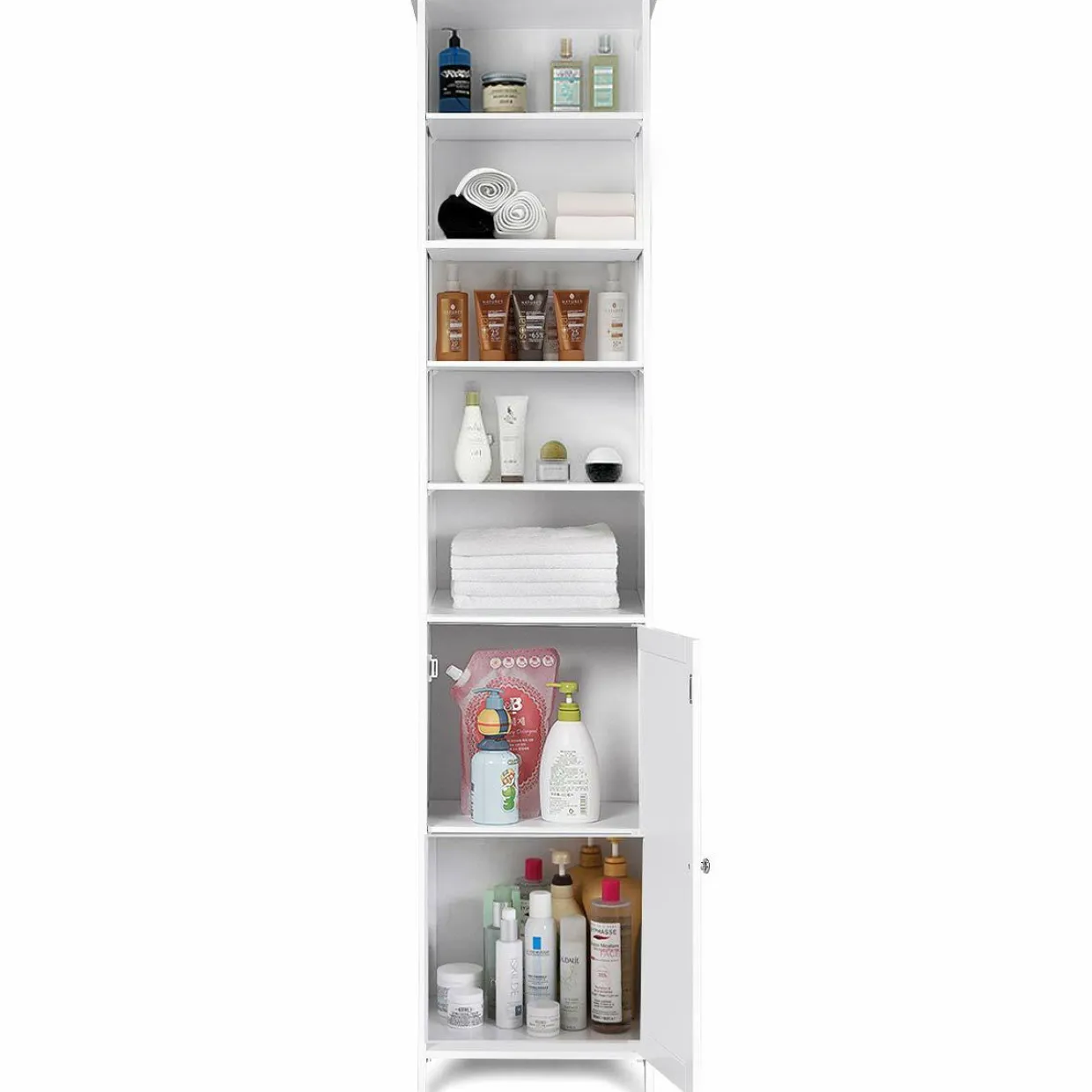 Tangkula 72 Inches Tall Cabinet, Bathroom Free Standing Tower Cabinet with Adjustable Shelves