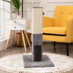 Tangkula 31 Inches Tall Cat Scratching Post, Claw Scratcher w/ Hanging Ball Toy
