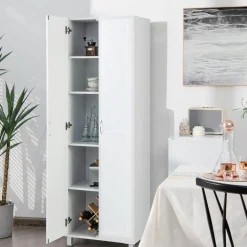 Tangkula 73.5 Inches Tall Storage Cabinet with Double Door, Freestanding Pantry Cabinet with Adjustable Shelf & Anti-tilt Design