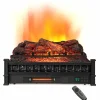 Tangkula 26" Infrared Quartz Electric Fireplace Log Heater with Realistic Pinewood Ember Bed