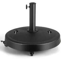 Tangkula 51 lbs Patio Umbrella Base with Wheels, 20.5 Inches Heavy Duty Round Outdoor Umbrella Stand for 10 ft Table Market Offset Umbrella