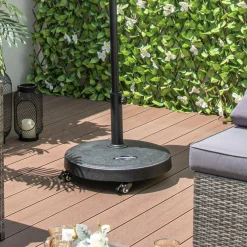 Tangkula 51 lbs Patio Umbrella Base with Wheels, 20.5 Inches Heavy Duty Round Outdoor Umbrella Stand for 10 ft Table Market Offset Umbrella